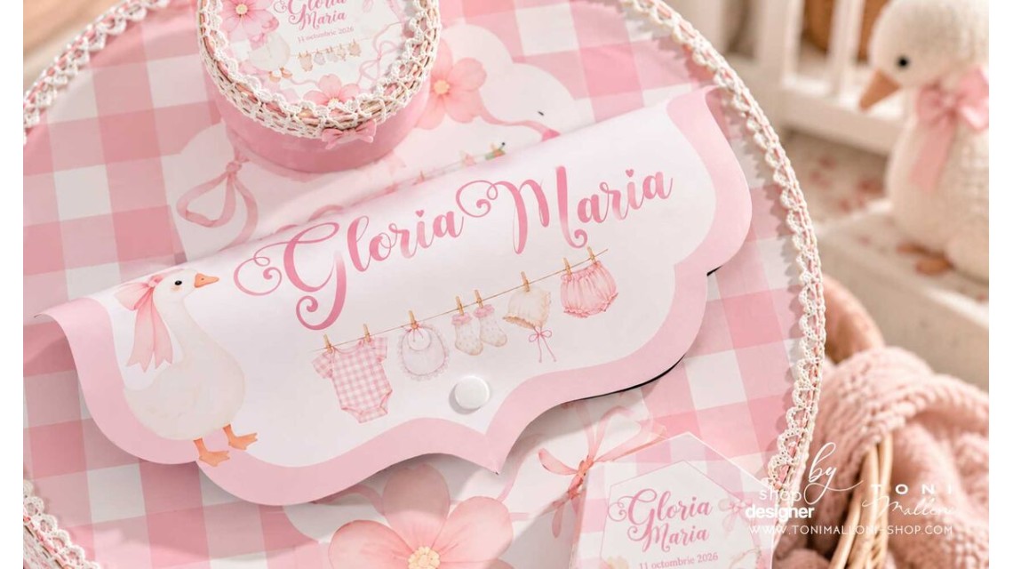 Trusou Botez Fetiță Silly Goose Gâsculiță Roz Personalizată 11